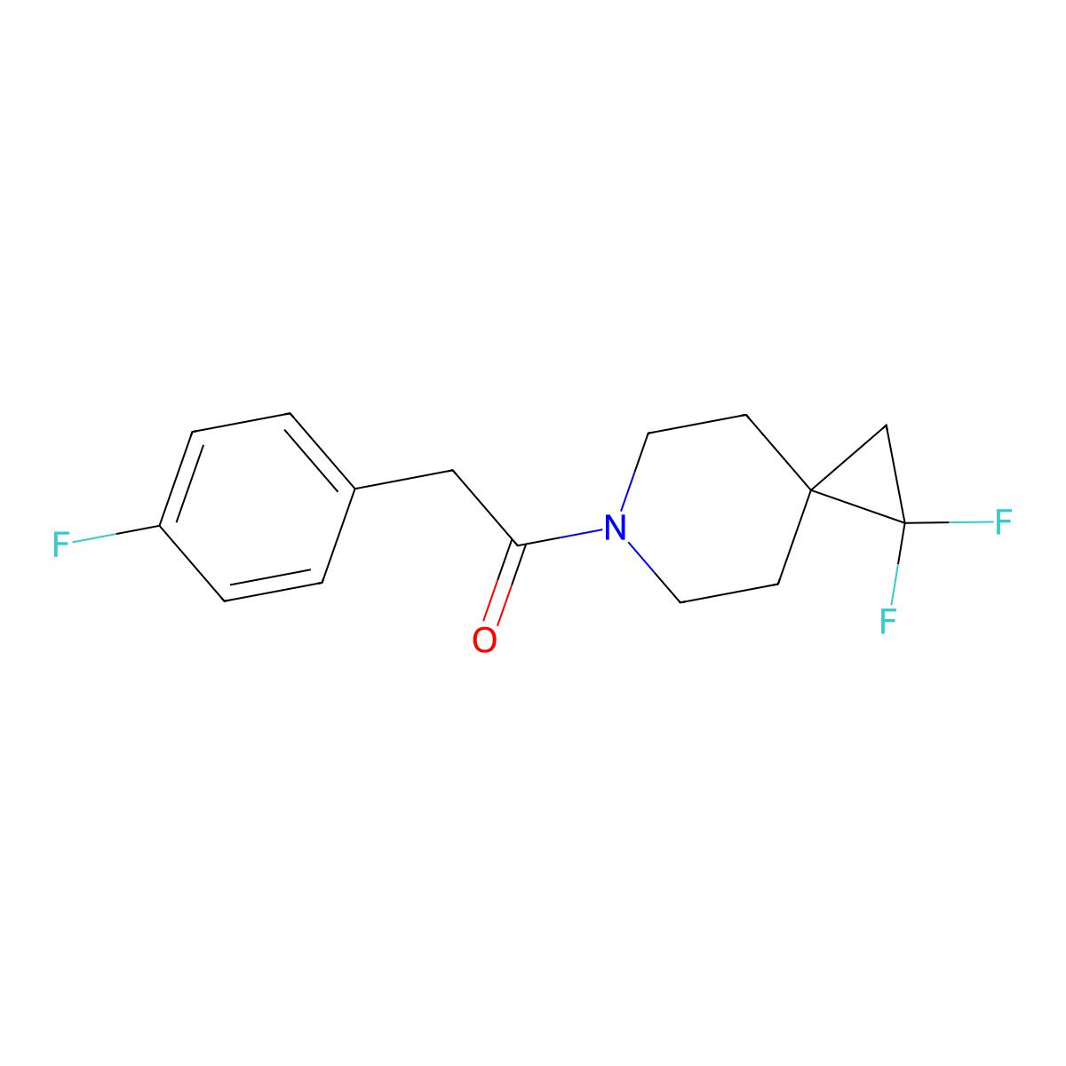 1-(1,1-Difluoro-6-azaspiro[2.5]octan-6-yl)-2-(4-fluorophenyl)ethan-1-one molecular structure, CAS 2189498-76-6