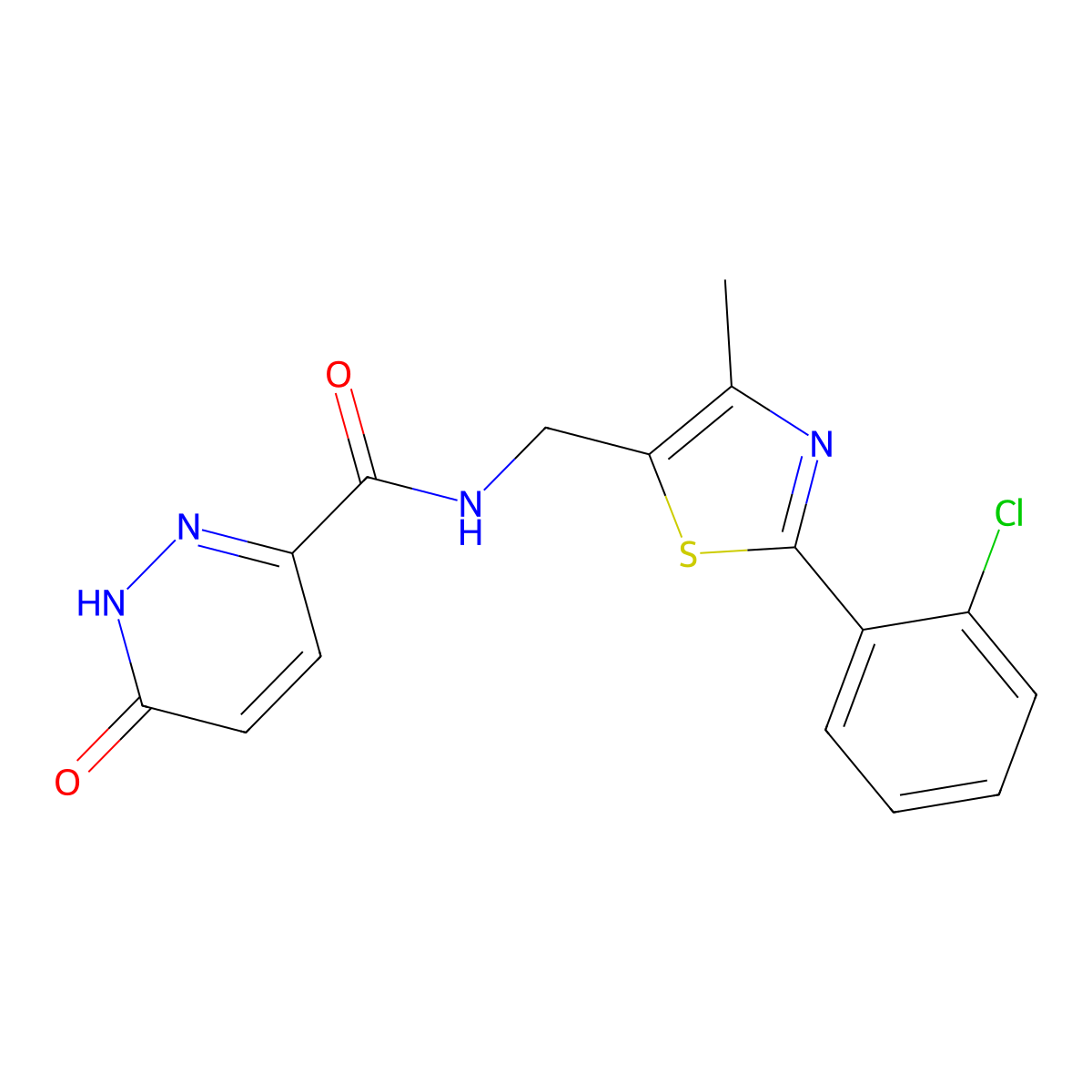 N-((2-(2-chlorophenyl)-4-methylthiazol-5-yl)methyl)-6-oxo-1,6-dihydropyridazine-3-carboxamide molecular structure, CAS 2189498-80-2