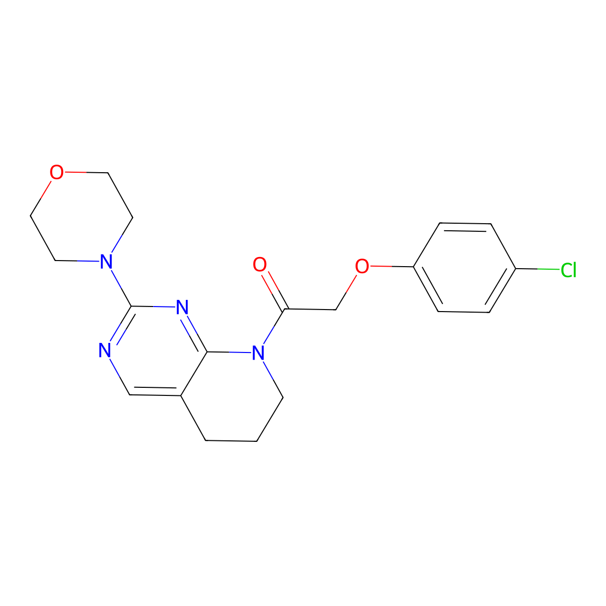 2-(4-chlorophenoxy)-1-[2-(morpholin-4-yl)-5H,6H,7H,8H-pyrido[2,3-d]pyrimidin-8-yl]ethan-1-one molecular structure, CAS 2189498-89-1