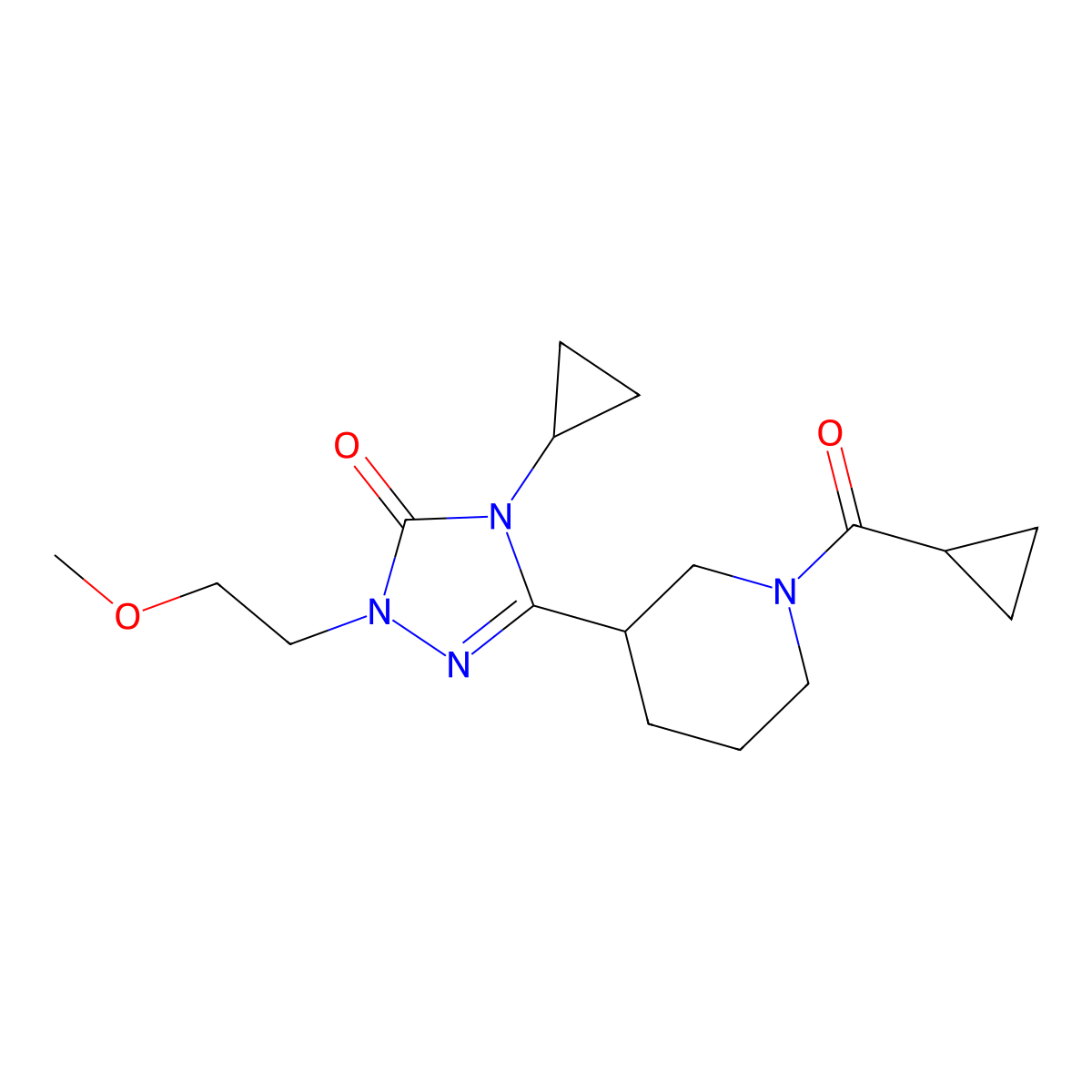 3-(1-(cyclopropanecarbonyl)piperidin-3-yl)-4-cyclopropyl-1-(2-methoxyethyl)-1H-1,2,4-triazol-5(4H)-one molecular structure, CAS 2189498-93-7