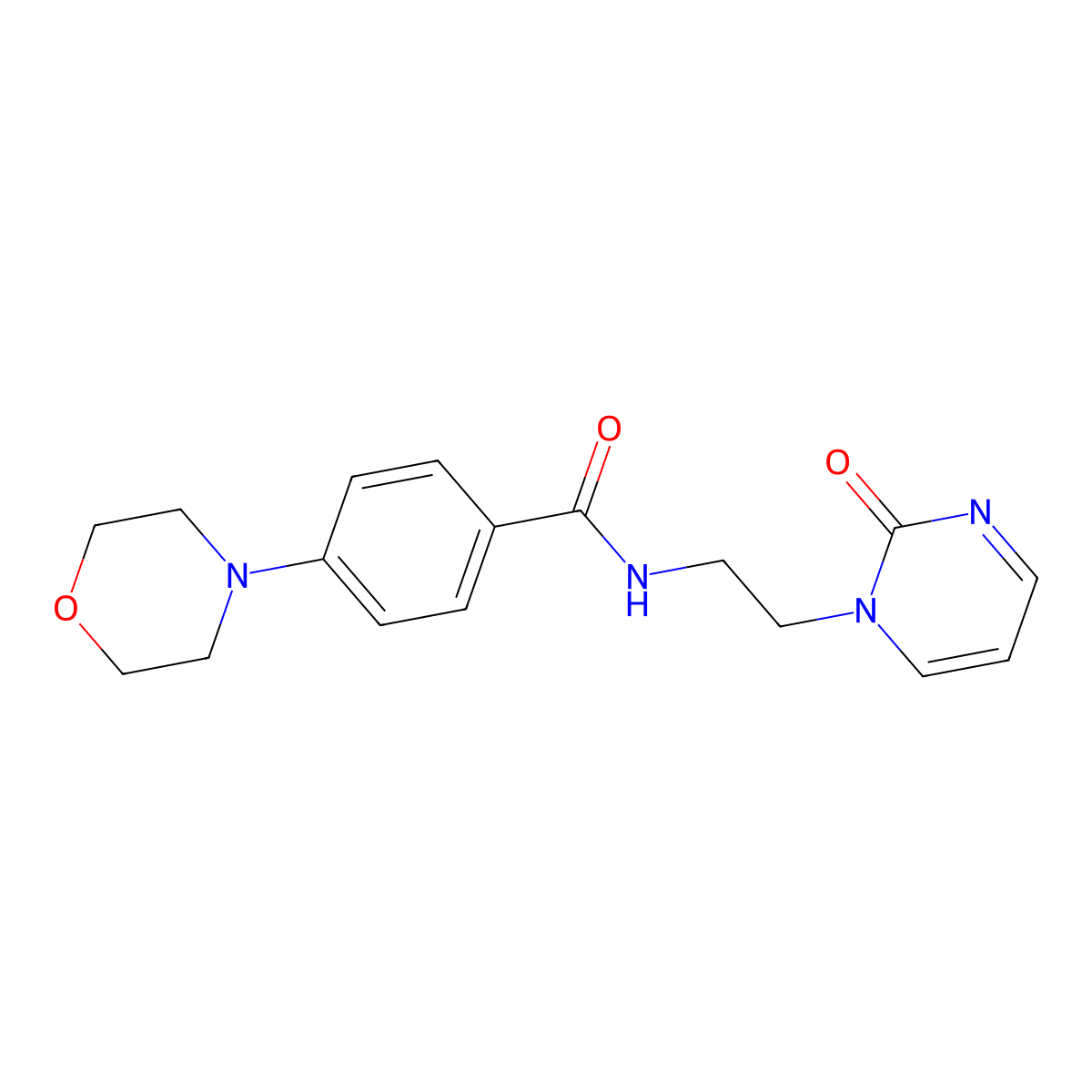 4-(morpholin-4-yl)-N-[2-(2-oxo-1,2-dihydropyrimidin-1-yl)ethyl]benzamide molecular structure, CAS 2189498-94-8
