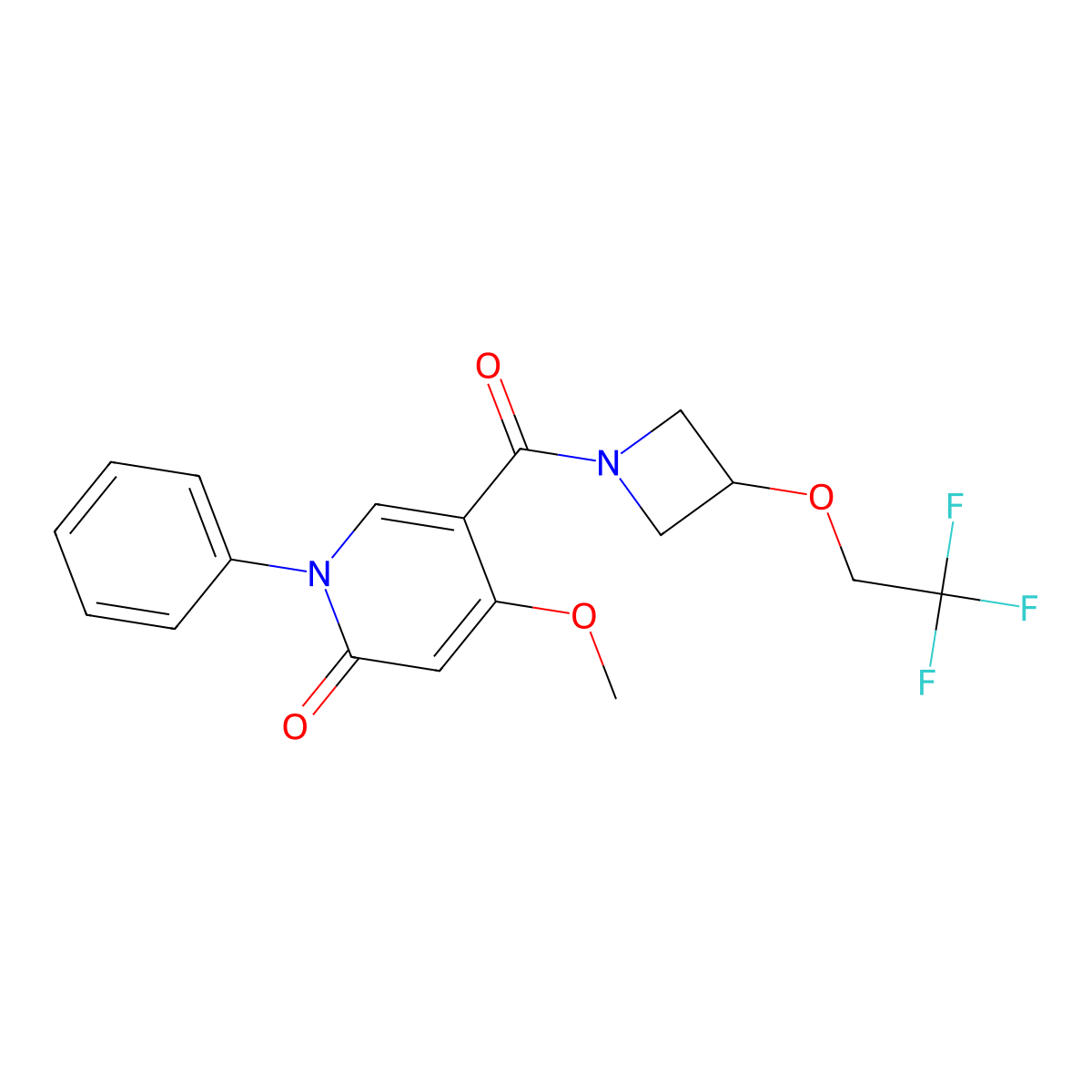 4-methoxy-1-phenyl-5-(3-(2,2,2-trifluoroethoxy)azetidine-1-carbonyl)pyridin-2(1H)-one molecular structure, CAS 2189499-53-2