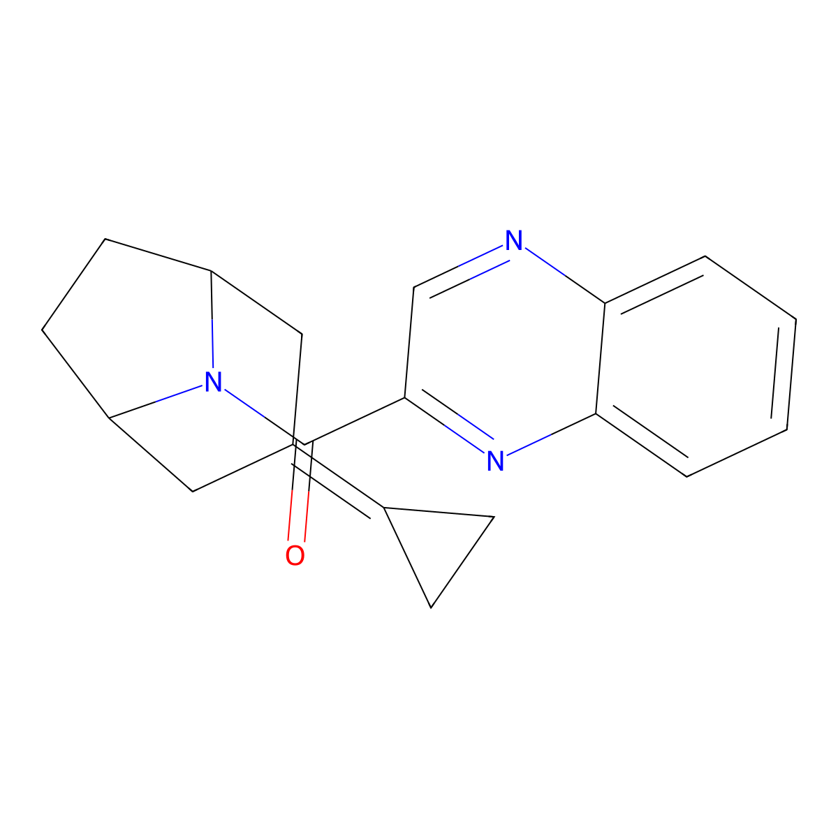 2-{3-Cyclopropylidene-8-azabicyclo[3.2.1]octane-8-carbonyl}quinoxaline molecular structure, CAS 2189499-71-4