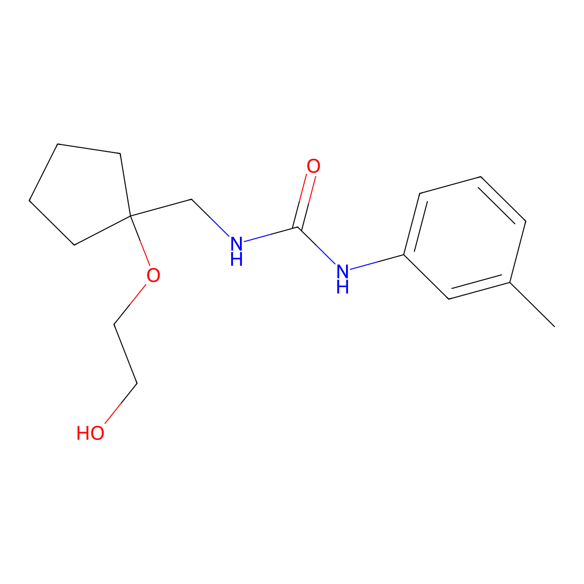 3-{[1-(2-Hydroxyethoxy)cyclopentyl]methyl}-1-(3-methylphenyl)urea molecular structure, CAS 2189499-83-8