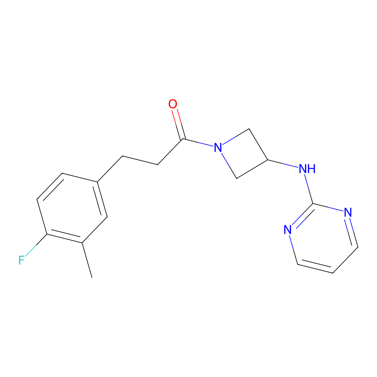 3-(4-Fluoro-3-methylphenyl)-1-(3-(pyrimidin-2-ylamino)azetidin-1-yl)propan-1-one molecular structure, CAS 2189499-93-0