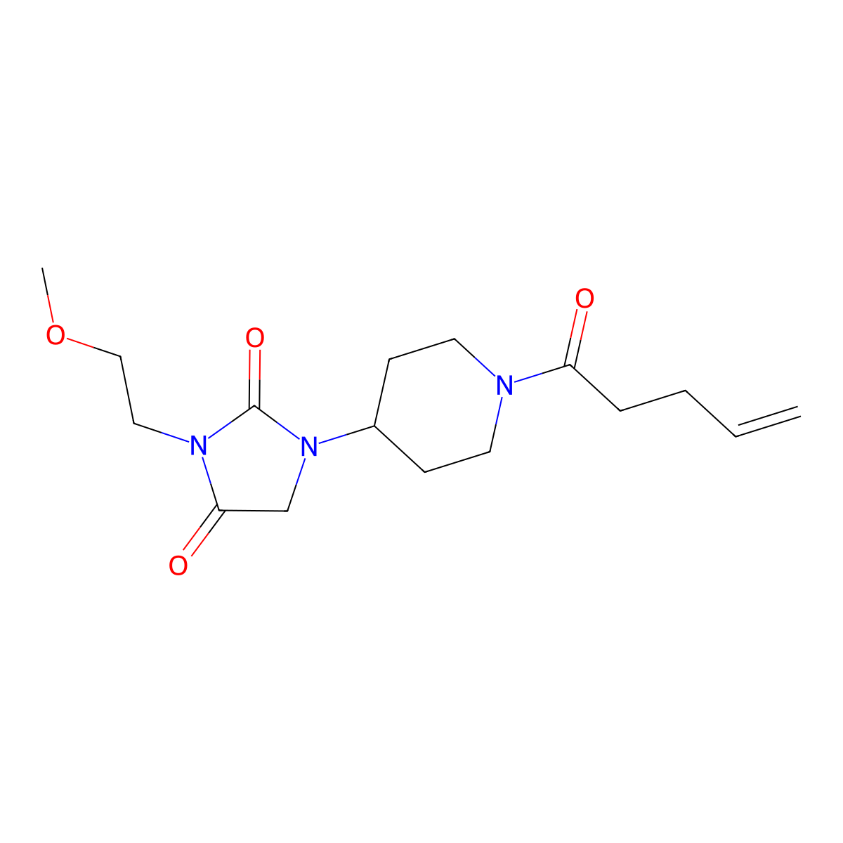 3-(2-Methoxyethyl)-1-(1-(pent-4-enoyl)piperidin-4-yl)imidazolidine-2,4-dione molecular structure, CAS 2189499-95-2