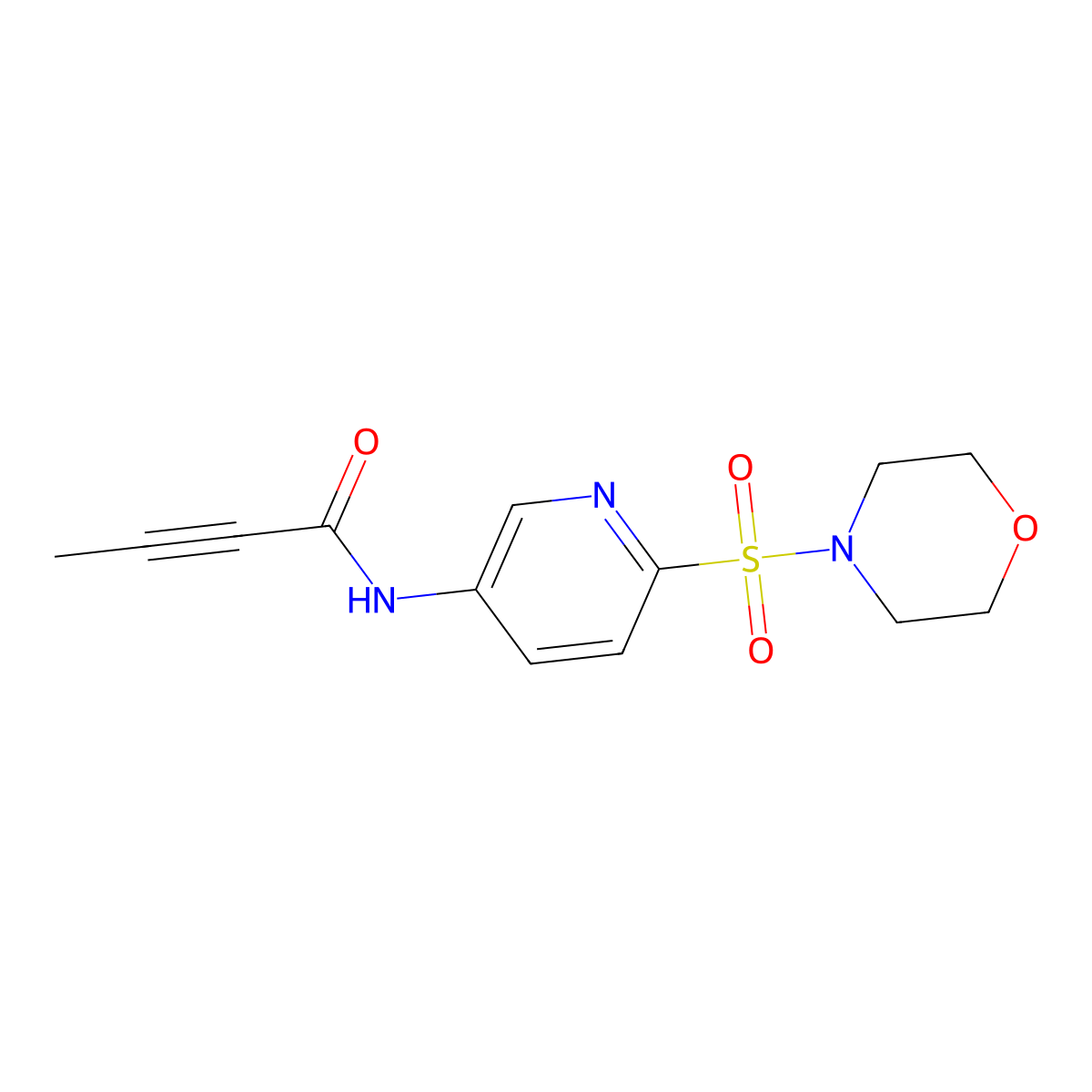 N-[6-(morpholine-4-sulfonyl)pyridin-3-yl]but-2-ynamide molecular structure, CAS 2189500-09-0