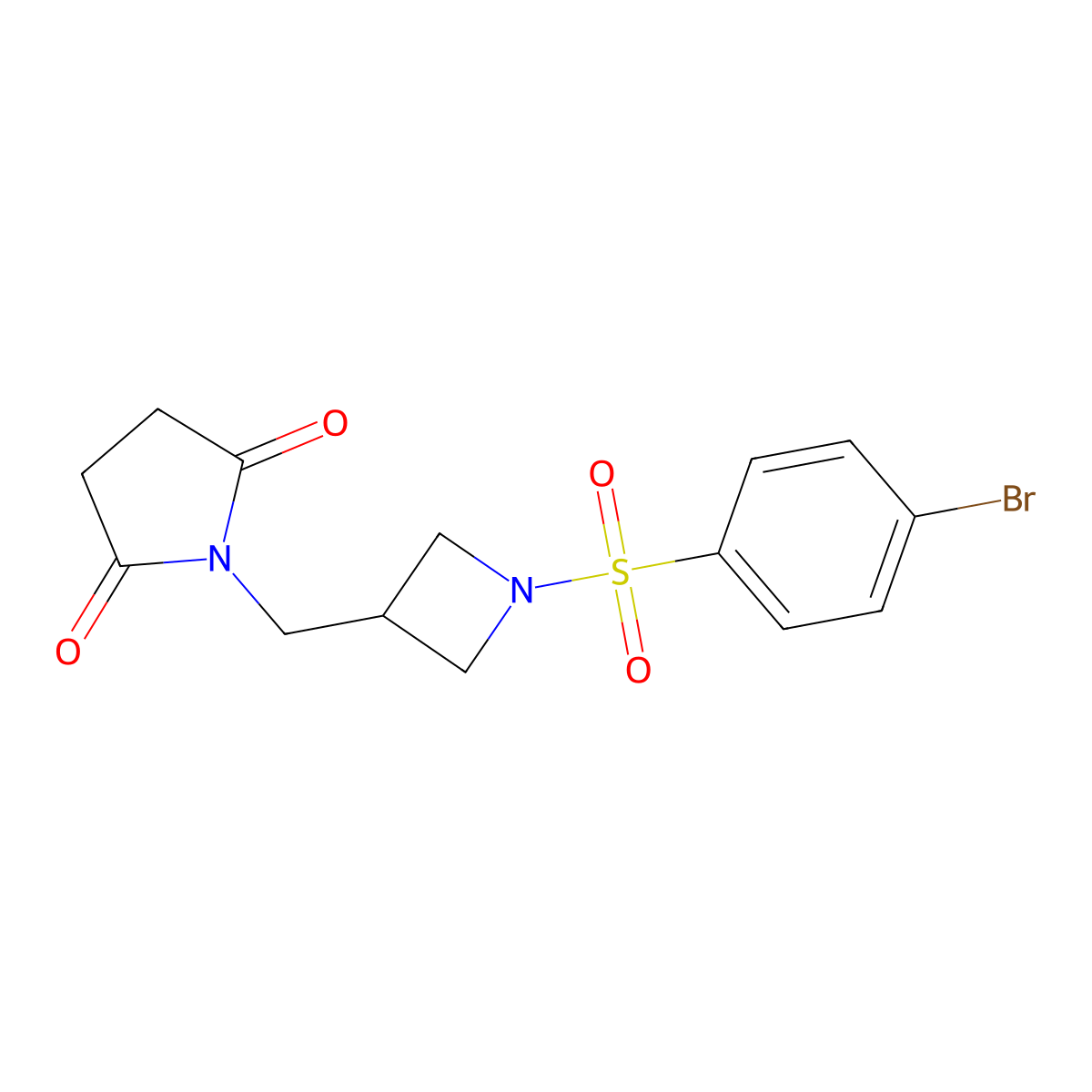 1-{[1-(4-Bromobenzenesulfonyl)azetidin-3-yl]methyl}pyrrolidine-2,5-dione molecular structure, CAS 2189500-20-5