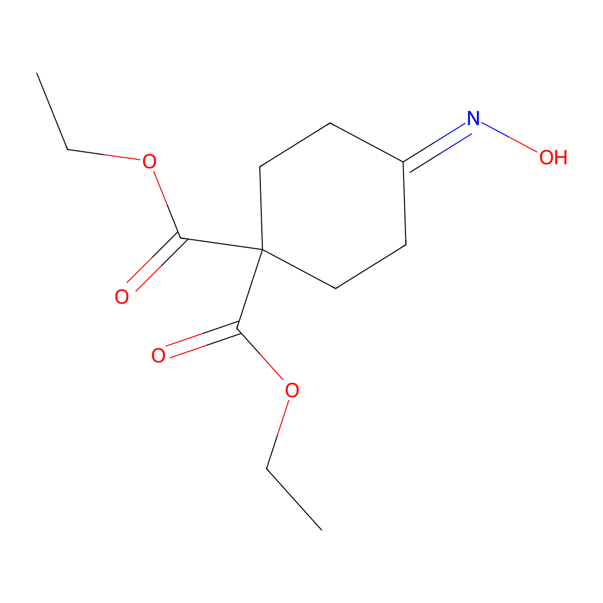 Diethyl 4-(hydroxyimino)cyclohexane-1,1-dicarboxylate molecular structure, CAS 21896-86-6