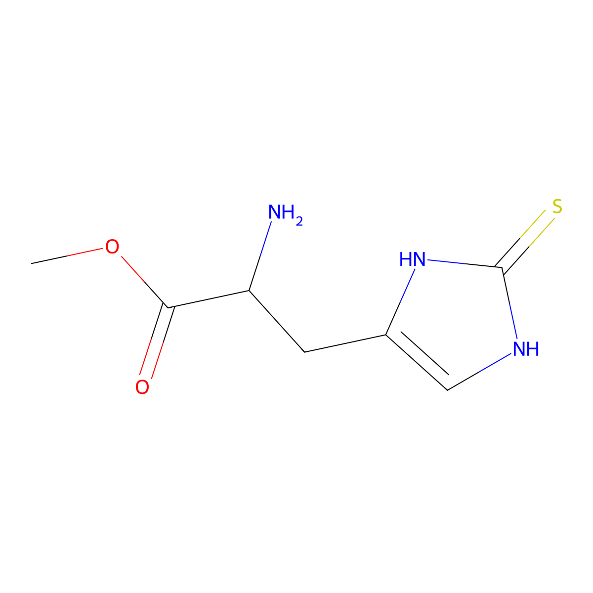 methyl (2S)-2-amino-3-(2-sulfanyl-1H-imidazol-4-yl)propanoate molecular structure, CAS 218962-78-8