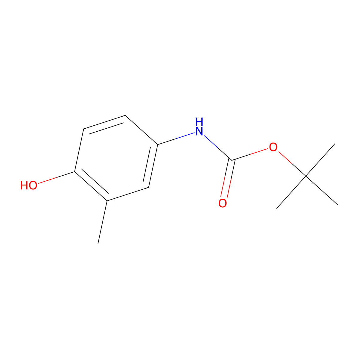 tert-butyl N-(4-hydroxy-3-methylphenyl)carbamate molecular structure, CAS 218966-28-0