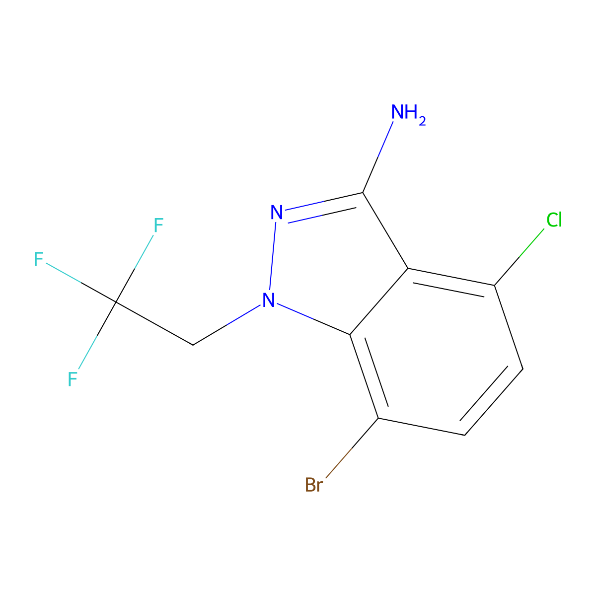 7-Bromo-4-chloro-1-(2,2,2-trifluoroethyl)indazol-3-amine molecular structure, CAS 2189684-52-2