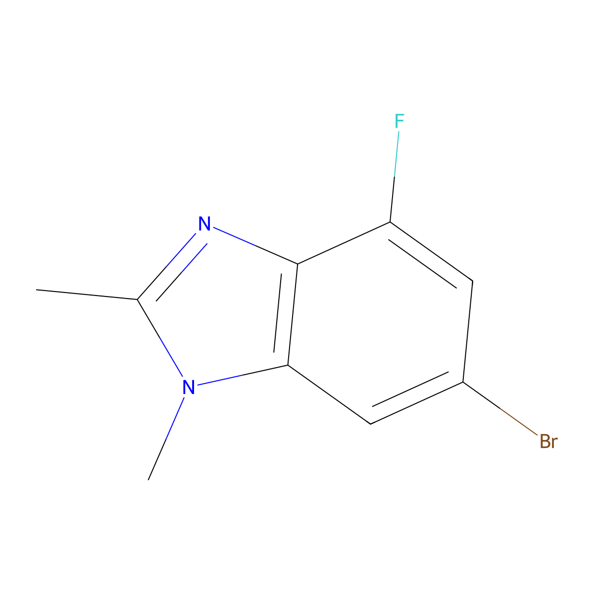 6-Bromo-4-fluoro-1,2-dimethyl-1H-benzo[d]imidazole molecular structure, CAS 2189739-26-0