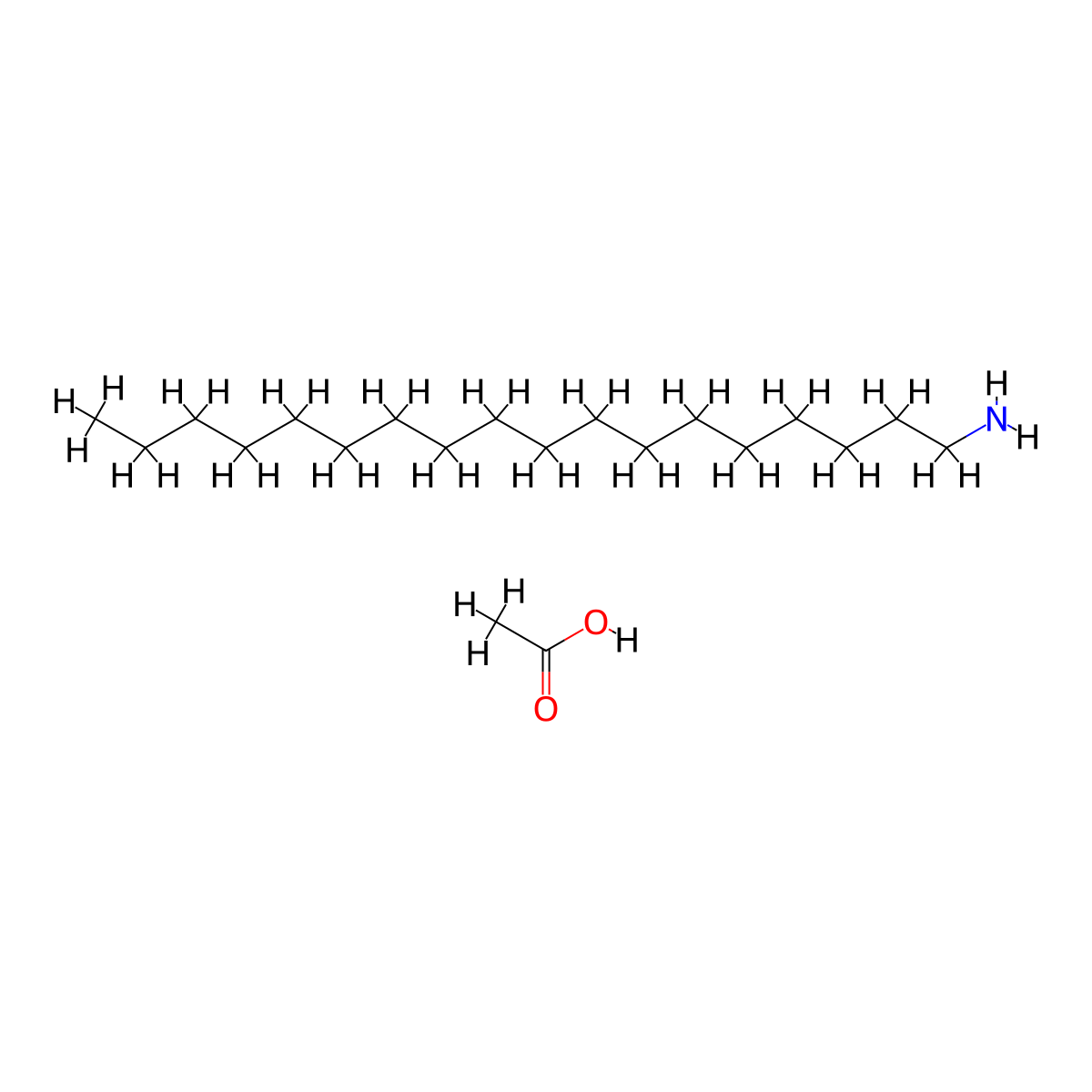 Stearylamine acetate molecular structure, CAS 2190-04-7
