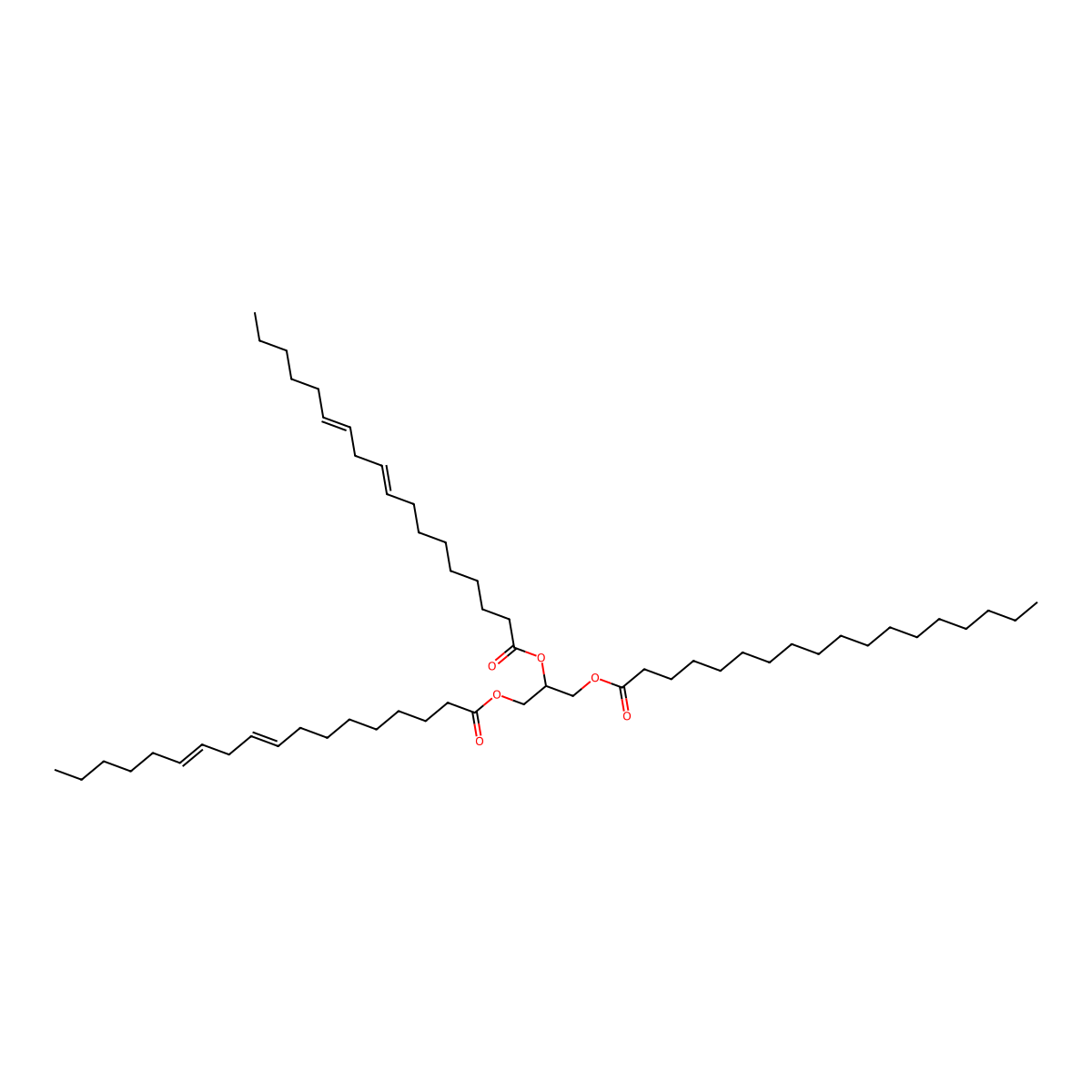 2,3-Di(octadeca-9,12-dienoyloxy)propyl octadecanoate molecular structure, CAS 2190-17-2