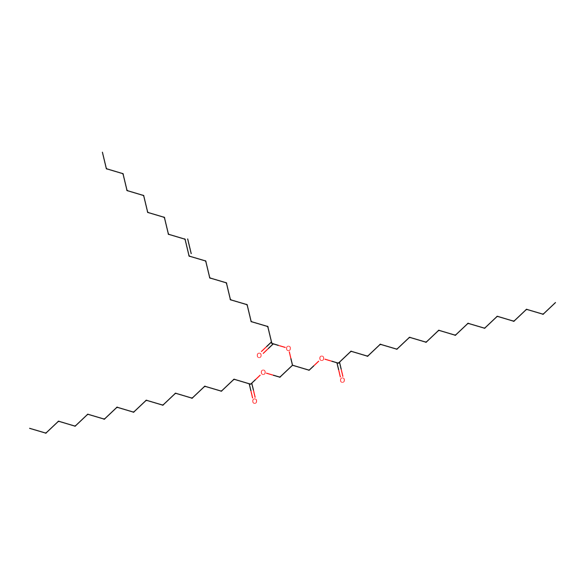 1,3-Dipalmitoyl-2-oleoylglycerol molecular structure, CAS 2190-25-2
