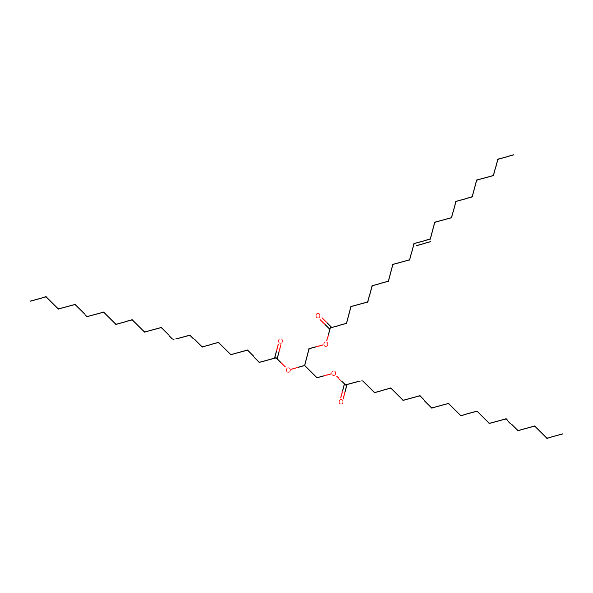 [1-hexadecanoyloxy-3-[(Z)-octadec-9-enoyl]oxypropan-2-yl] octadecanoate molecular structure, CAS 2190-28-5