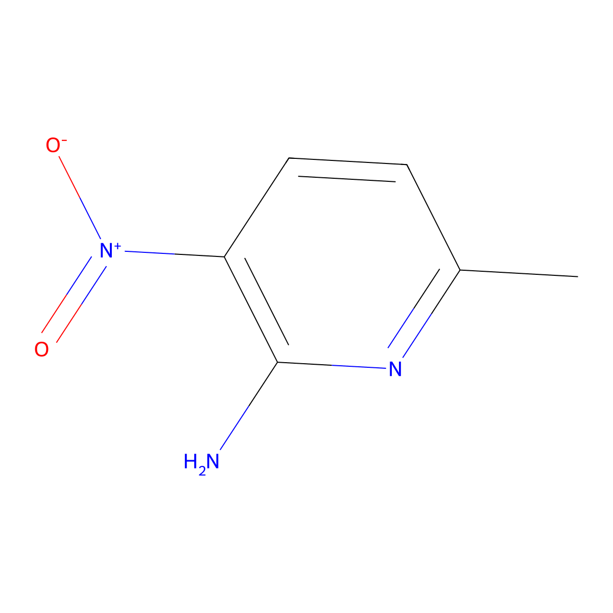 2-Amino-6-methyl-3-nitropyridine molecular structure, CAS 21901-29-1