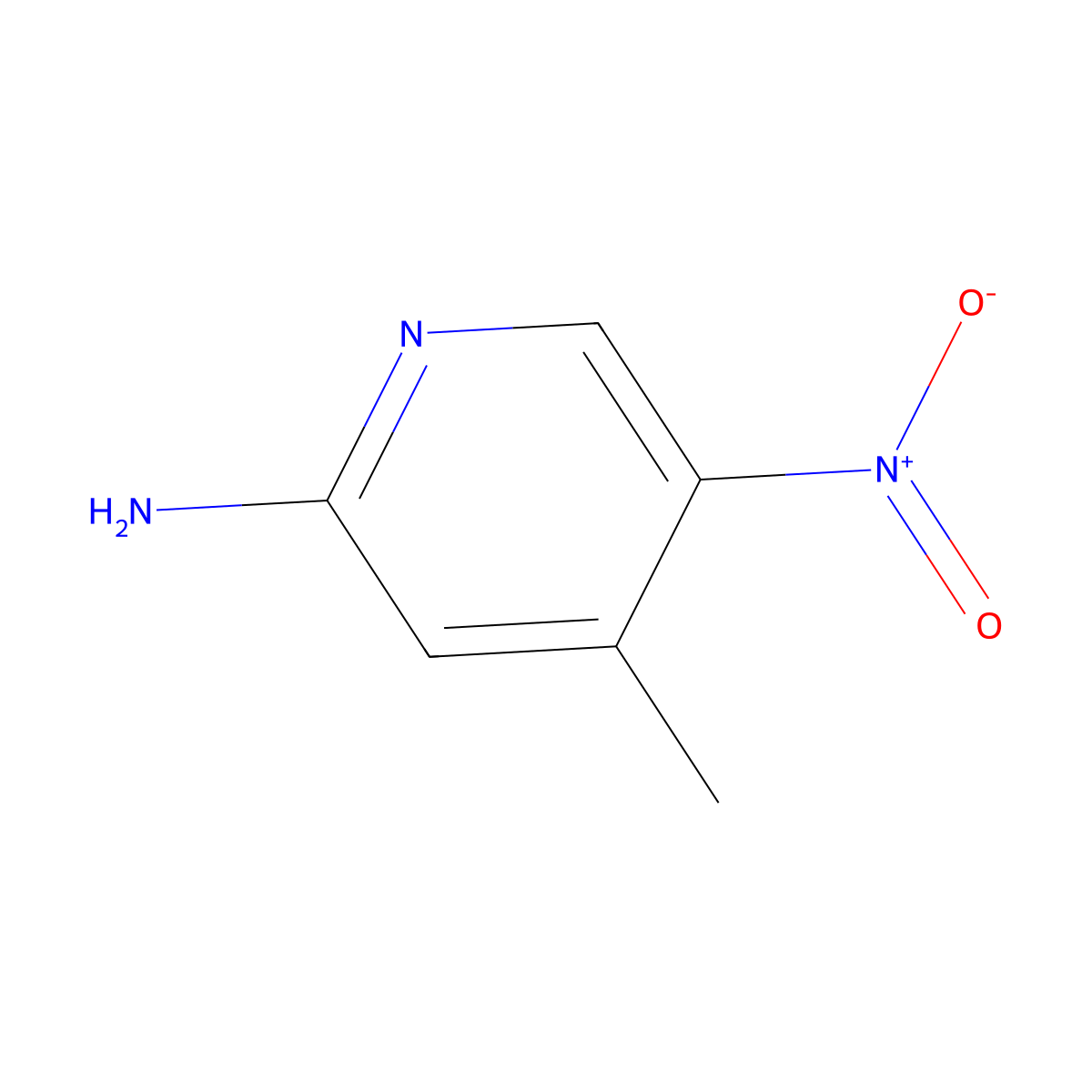 2-Amino-4-methyl-5-nitropyridine molecular structure, CAS 21901-40-6