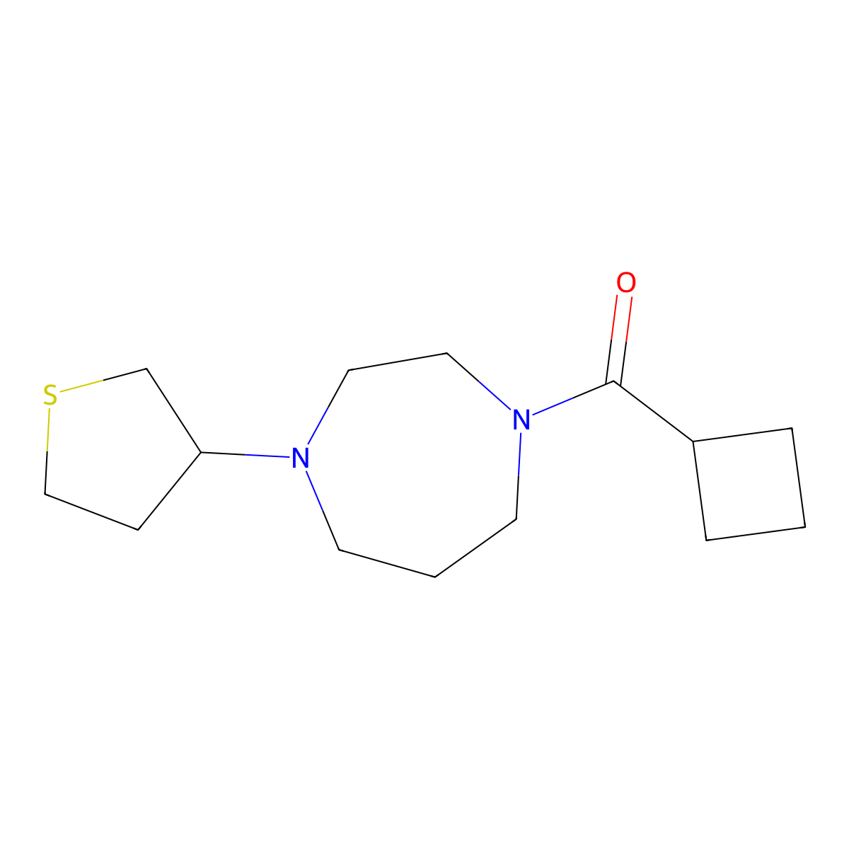 1-Cyclobutanecarbonyl-4-(thiolan-3-YL)-1,4-diazepane molecular structure, CAS 2190136-32-2