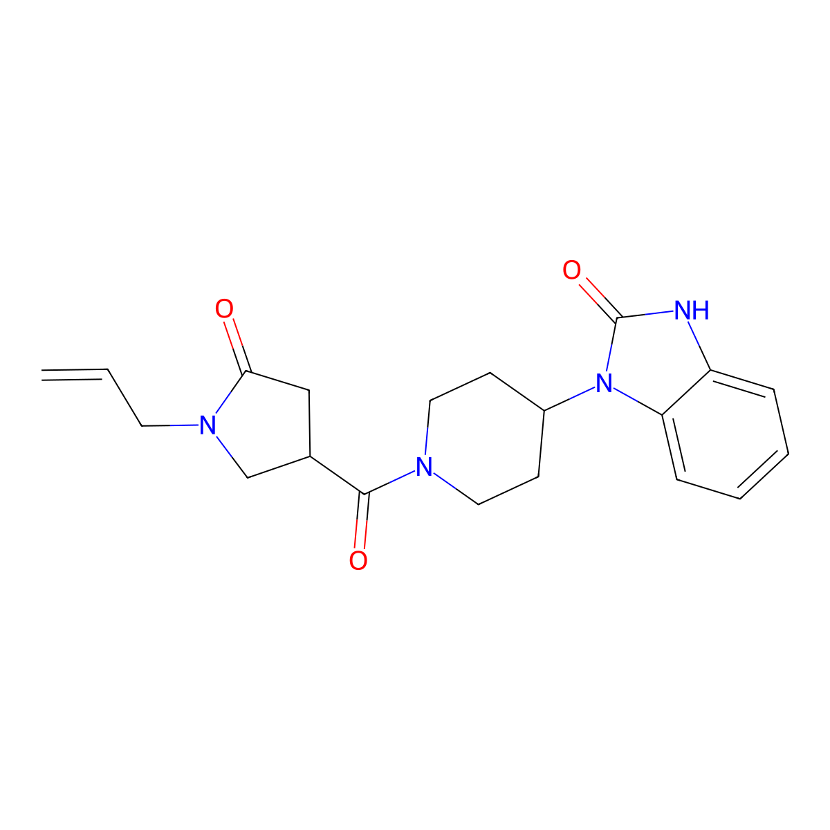 1-{1-[(1-allyl-5-oxopyrrolidin-3-yl)carbonyl]piperidin-4-yl}-1,3-dihydro-2H-benzimidazol-2-one molecular structure, CAS 2190137-44-9