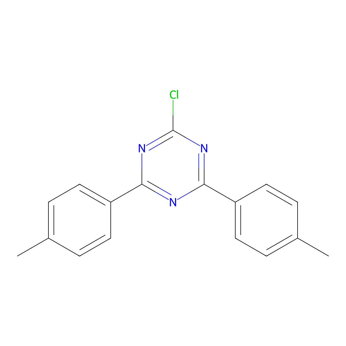 2-Chloro-4,6-di-p-tolyl-1,3,5-triazine molecular structure, CAS 21902-34-1