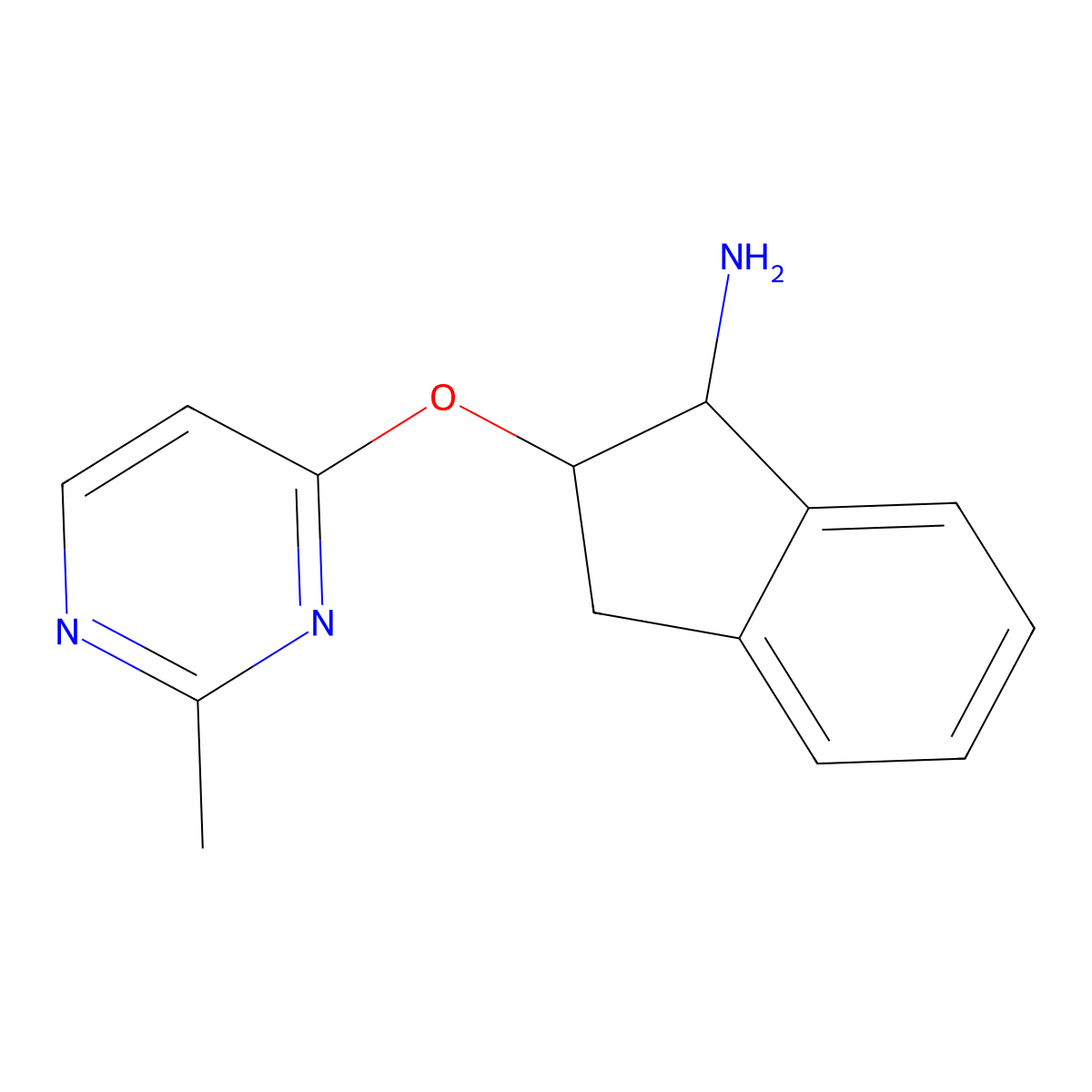 2-[(2-methylpyrimidin-4-yl)oxy]-2,3-dihydro-1H-inden-1-amine molecular structure, CAS 2190365-13-8