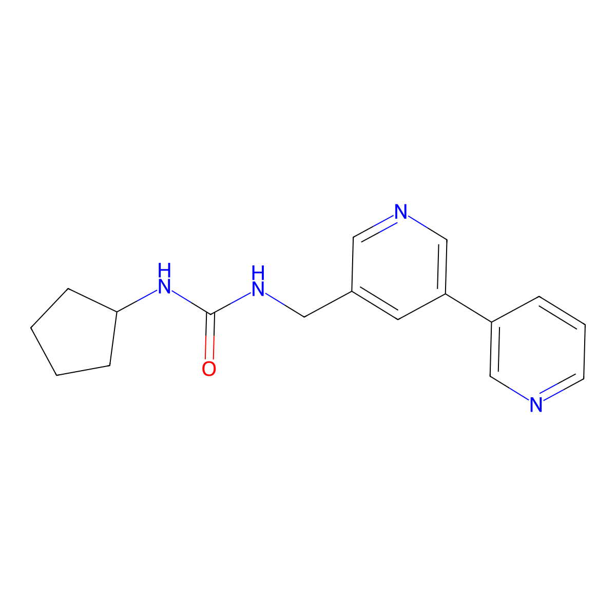 1-([3,3'-Bipyridin]-5-ylmethyl)-3-cyclopentylurea molecular structure, CAS 2190365-15-0