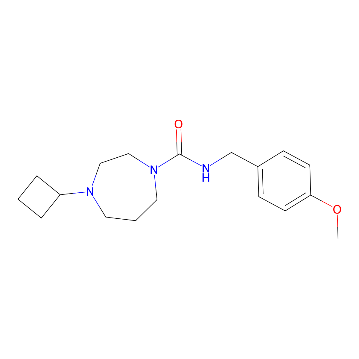 4-cyclobutyl-N-[(4-methoxyphenyl)methyl]-1,4-diazepane-1-carboxamide molecular structure, CAS 2190365-35-4