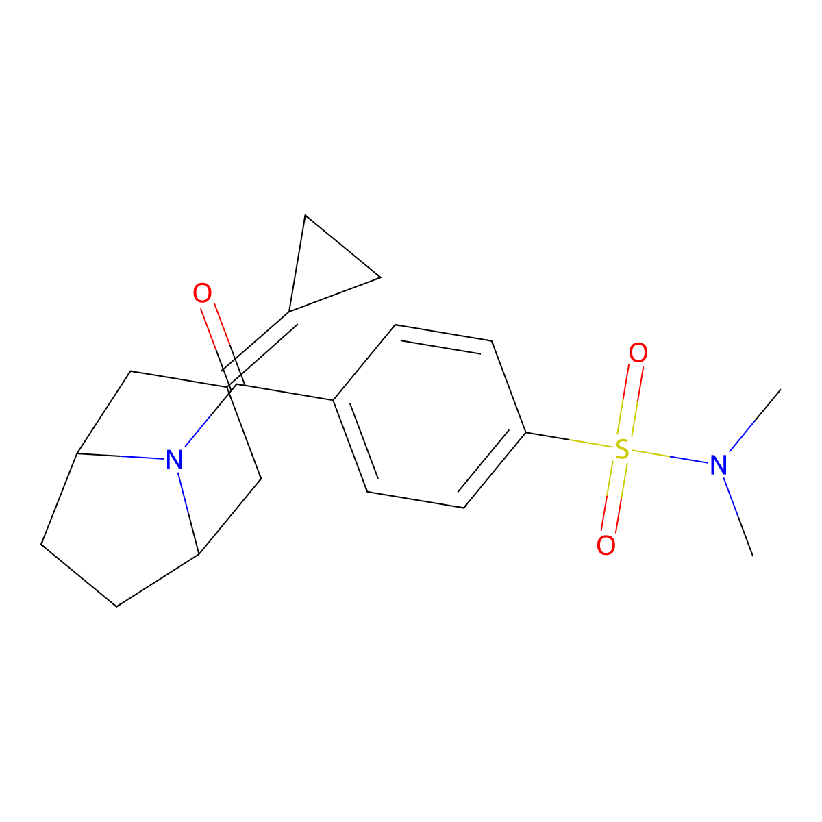 4-{3-cyclopropylidene-8-azabicyclo[3.2.1]octane-8-carbonyl}-N,N-dimethylbenzene-1-sulfonamide molecular structure, CAS 2190365-63-8