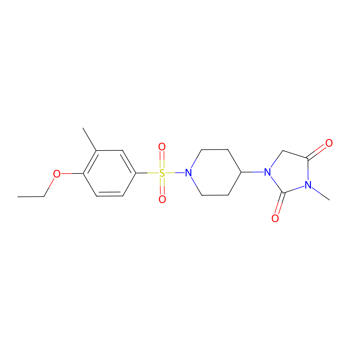 1-[1-(4-Ethoxy-3-methylbenzenesulfonyl)piperidin-4-yl]-3-methylimidazolidine-2,4-dione molecular structure, CAS 2190365-69-4