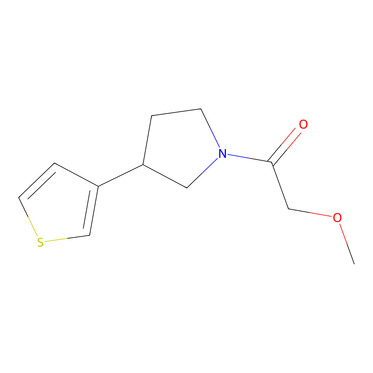 2-Methoxy-1-[3-(thiophen-3-yl)pyrrolidin-1-yl]ethan-1-one molecular structure, CAS 2190365-70-7