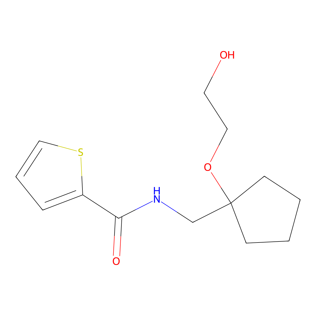 N-{[1-(2-hydroxyethoxy)cyclopentyl]methyl}thiophene-2-carboxamide molecular structure, CAS 2190365-71-8
