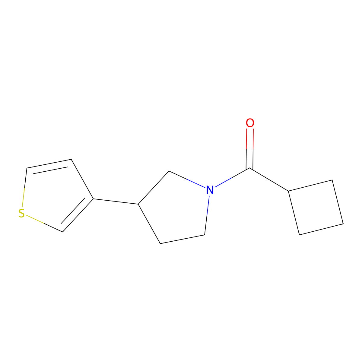 1-Cyclobutanecarbonyl-3-(thiophen-3-yl)pyrrolidine molecular structure, CAS 2190365-80-9