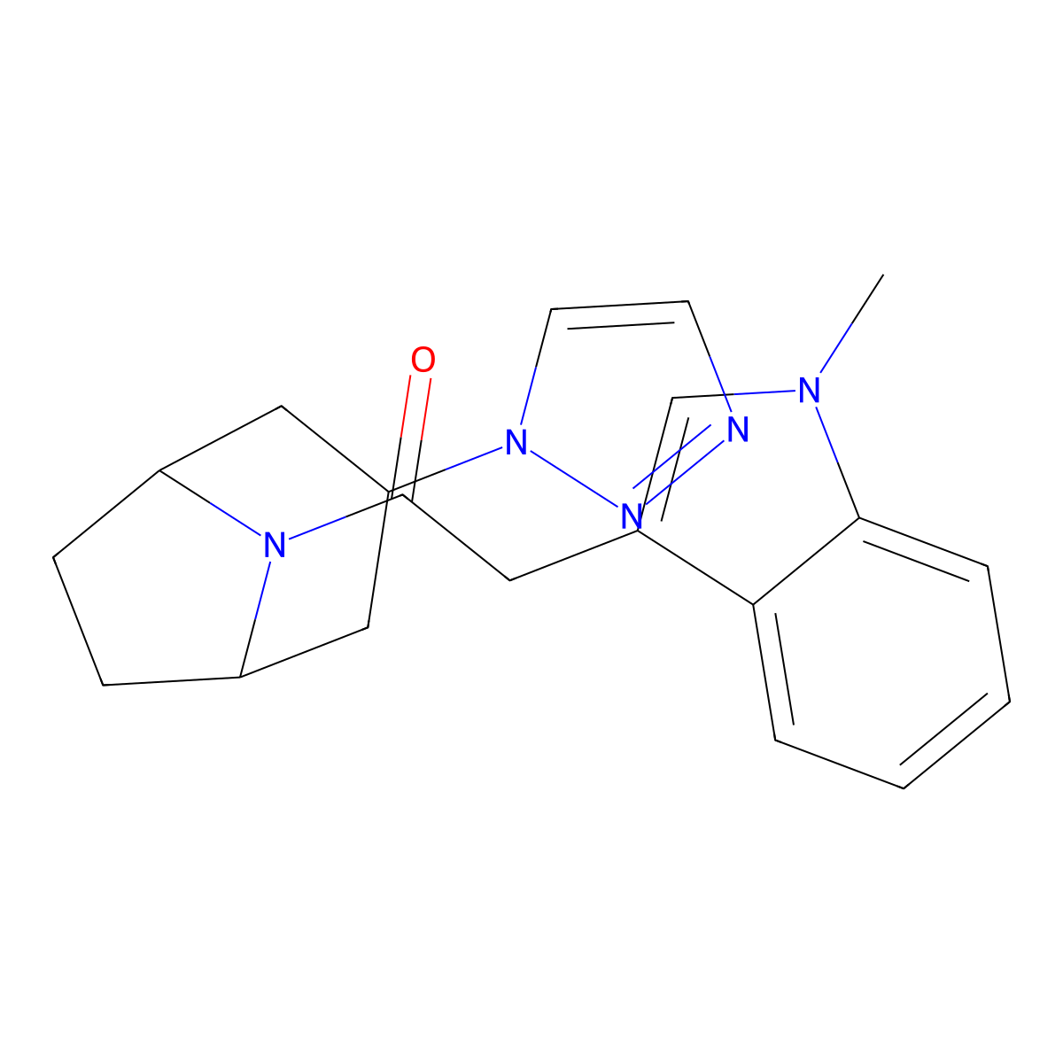 2-(1-methyl-1H-indol-3-yl)-1-[3-(1H-1,2,3-triazol-1-yl)-8-azabicyclo[3.2.1]octan-8-yl]ethan-1-one molecular structure, CAS 2190365-83-2