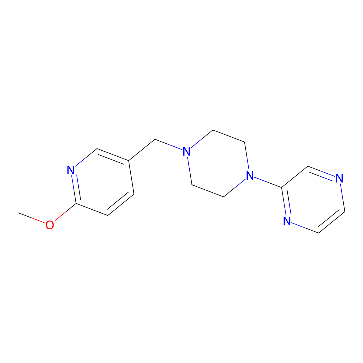 2-{4-[(6-Methoxypyridin-3-yl)methyl]piperazin-1-yl}pyrazine molecular structure, CAS 2190751-92-7