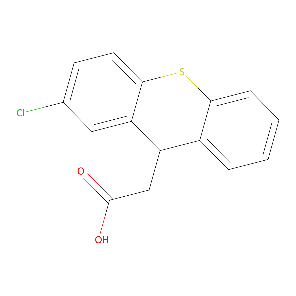(2-chloro-9H-thioxanthen-9-yl)acetic acid molecular structure, CAS 21908-89-4