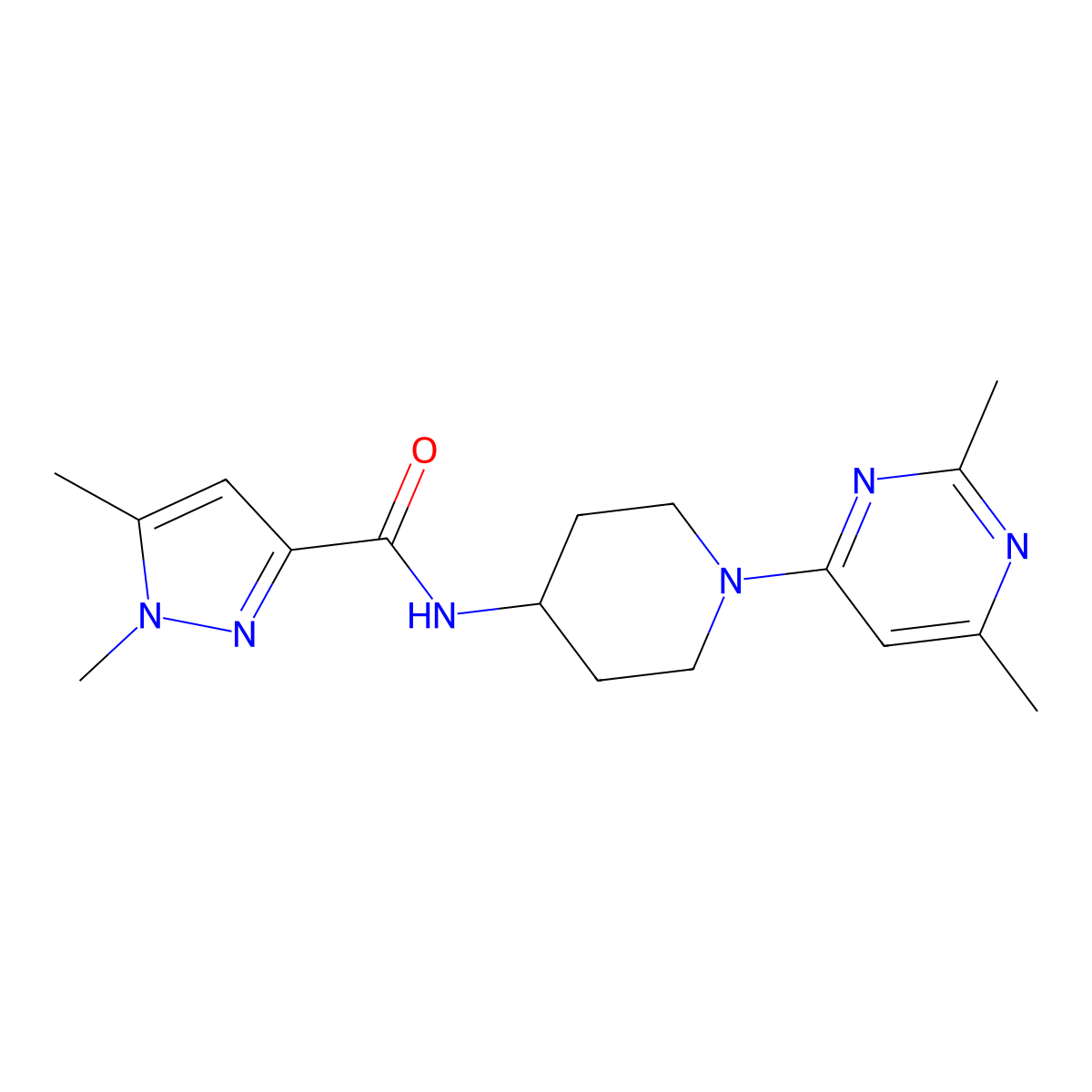 N-[1-(2,6-dimethylpyrimidin-4-yl)piperidin-4-yl]-1,5-dimethyl-1H-pyrazole-3-carboxamide molecular structure, CAS 2190859-96-0