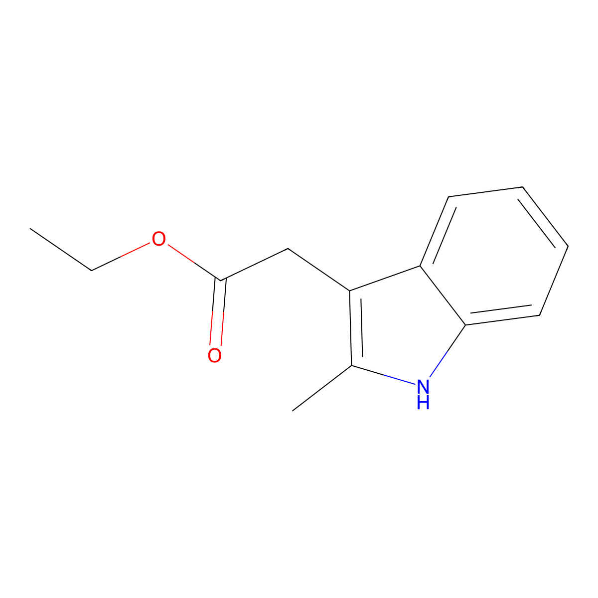 Ethyl 2-methyl-3-indoleacetate molecular structure, CAS 21909-49-9