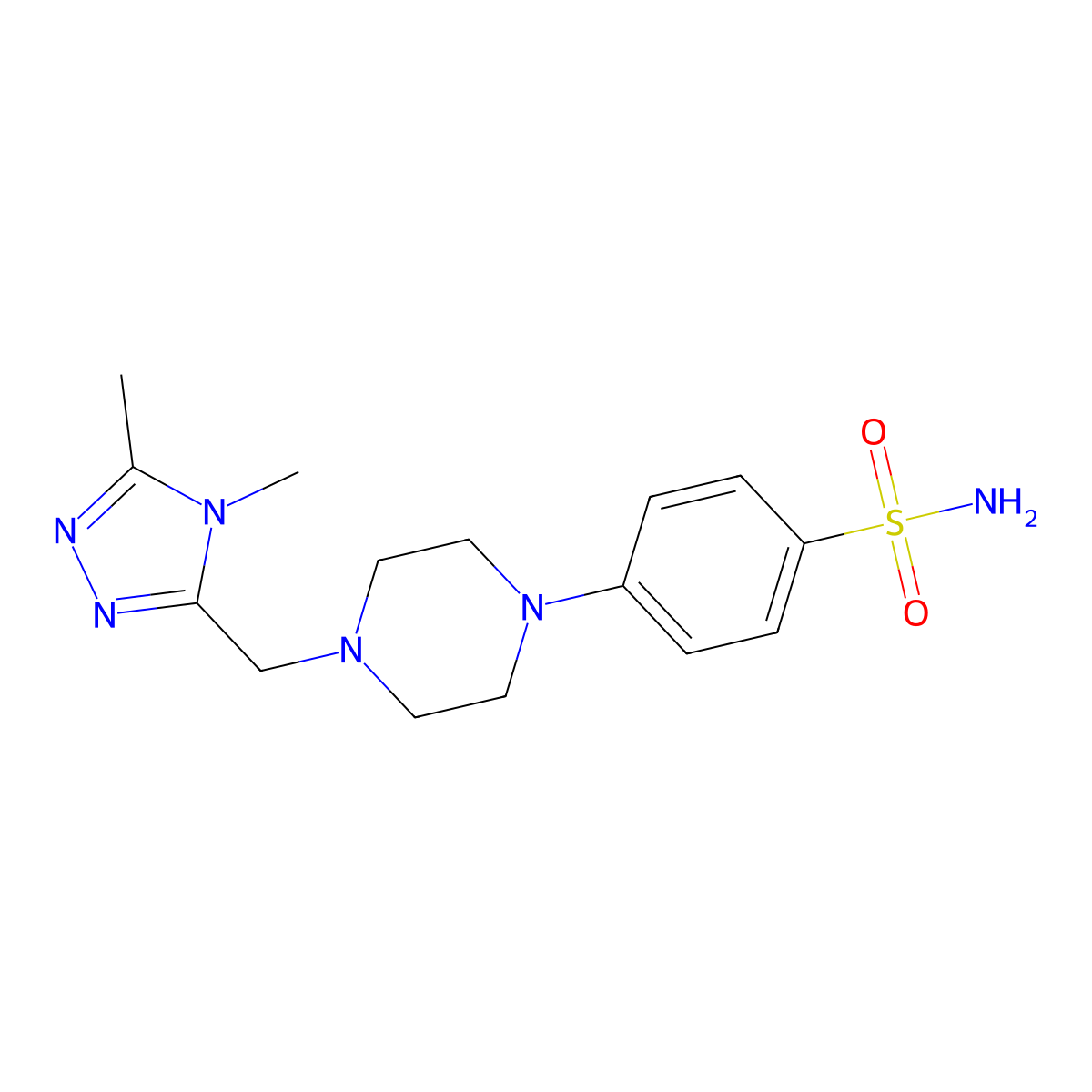 4-{4-[(4,5-dimethyl-4H-1,2,4-triazol-3-yl)methyl]piperazin-1-yl}benzene-1-sulfonamide molecular structure, CAS 2190949-87-0