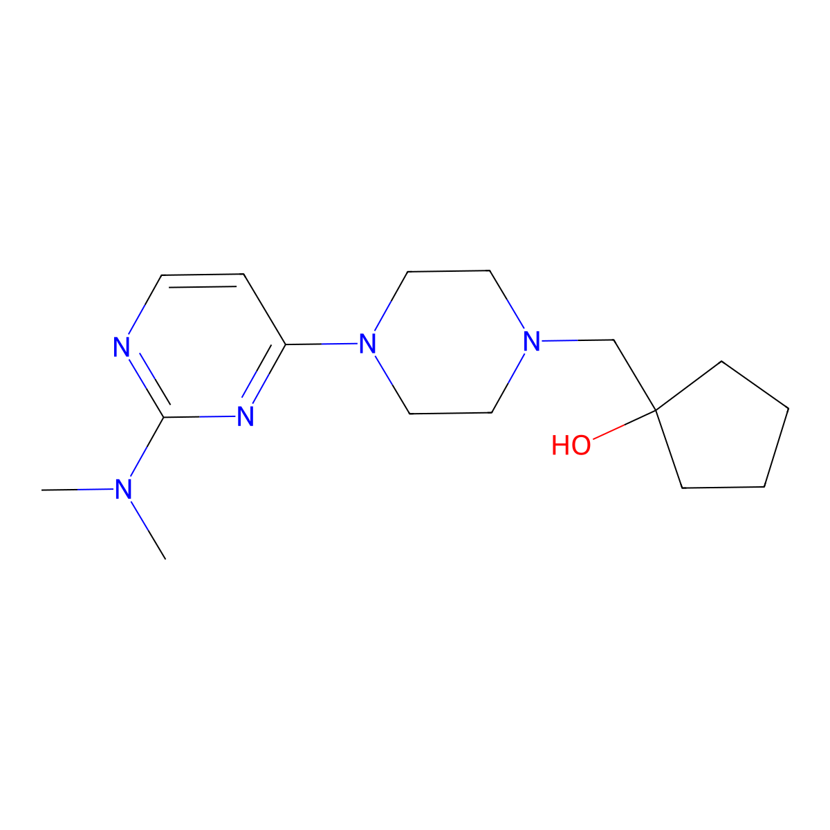 1-({4-[2-(Dimethylamino)pyrimidin-4-yl]piperazin-1-yl}methyl)cyclopentan-1-ol molecular structure, CAS 2190976-32-8