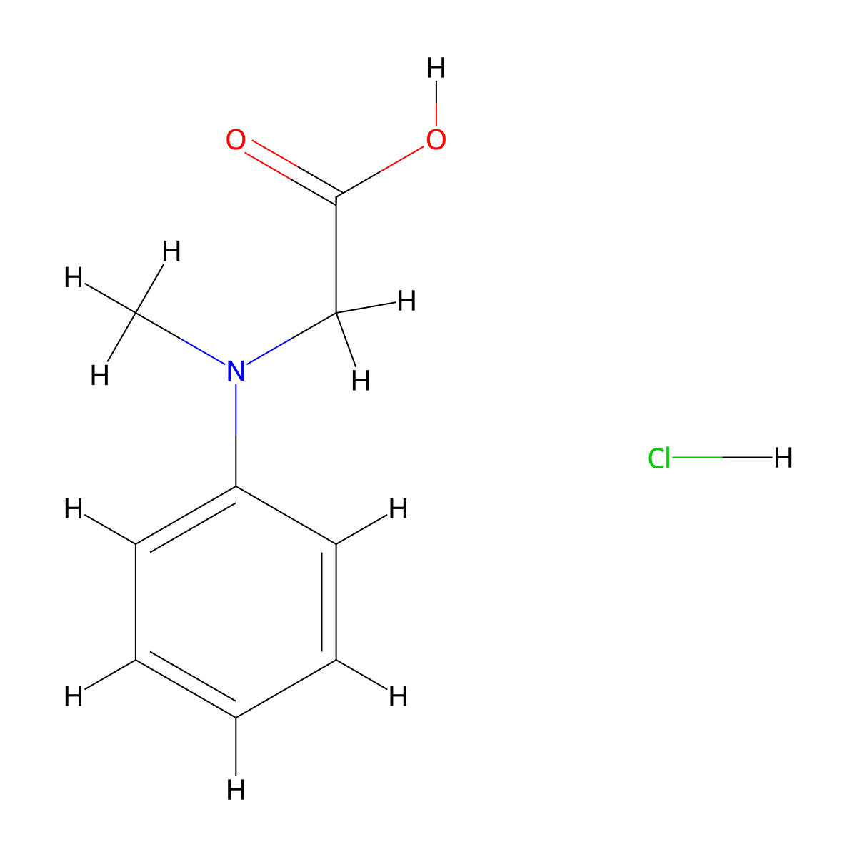 2-[Methyl(phenyl)amino]acetic acid hydrochloride molecular structure, CAS 21911-75-1