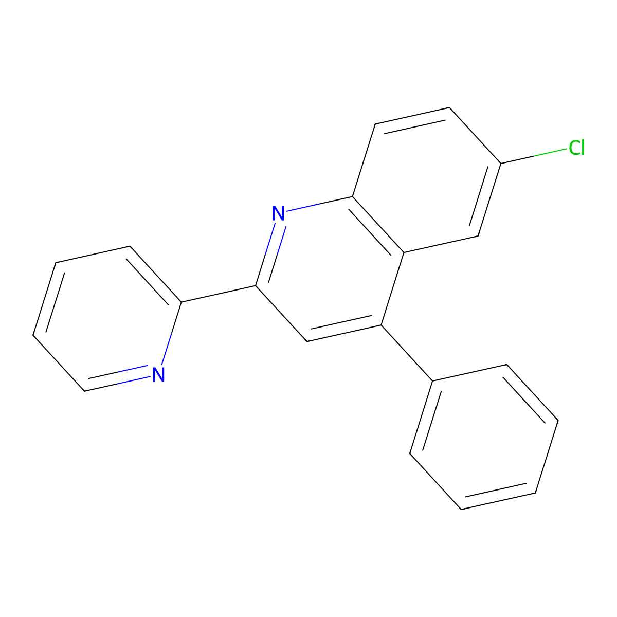 6-Chloro-4-phenyl-2-(2-pyridyl)quinoline molecular structure, CAS 21911-90-0