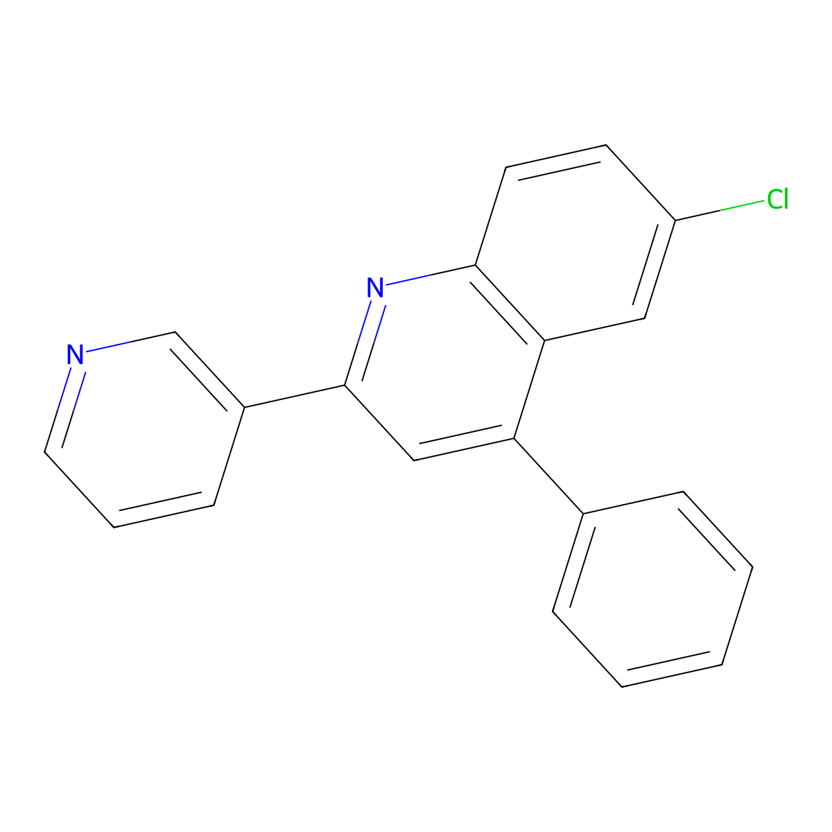 6-Chloro-4-phenyl-2-(3-pyridyl)quinoline molecular structure, CAS 21911-91-1