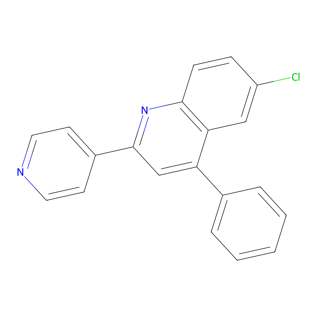 6-Chloro-4-phenyl-2-(4-pyridyl)quinoline molecular structure, CAS 21911-93-3