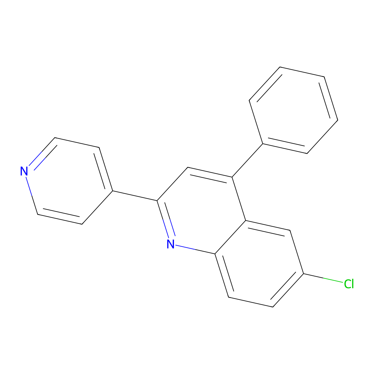 6-Chloro-4-phenyl-2-(4-pyridyl)quinoline molecular structure, CAS 21911-93-3