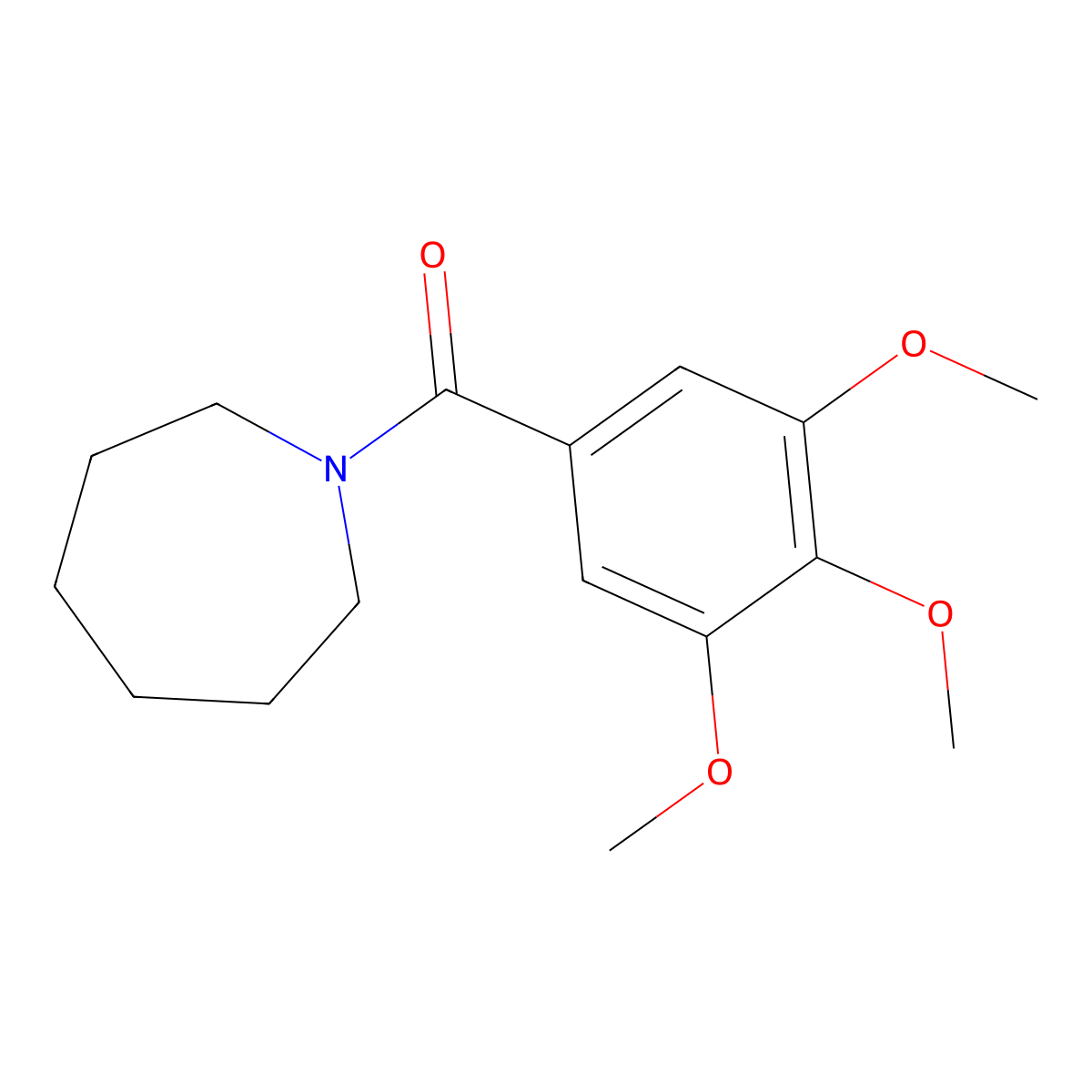 1H-Azepine, hexahydro-1-(3,4,5-trimethoxybenzoyl)- molecular structure, CAS 21912-09-4
