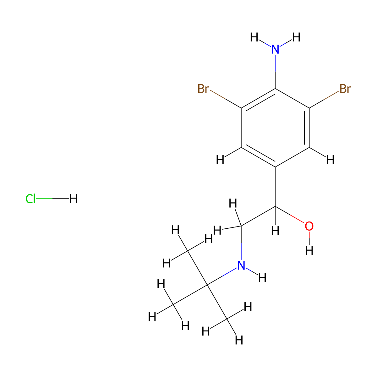 Brombuterol hydrochloride molecular structure, CAS 21912-49-2