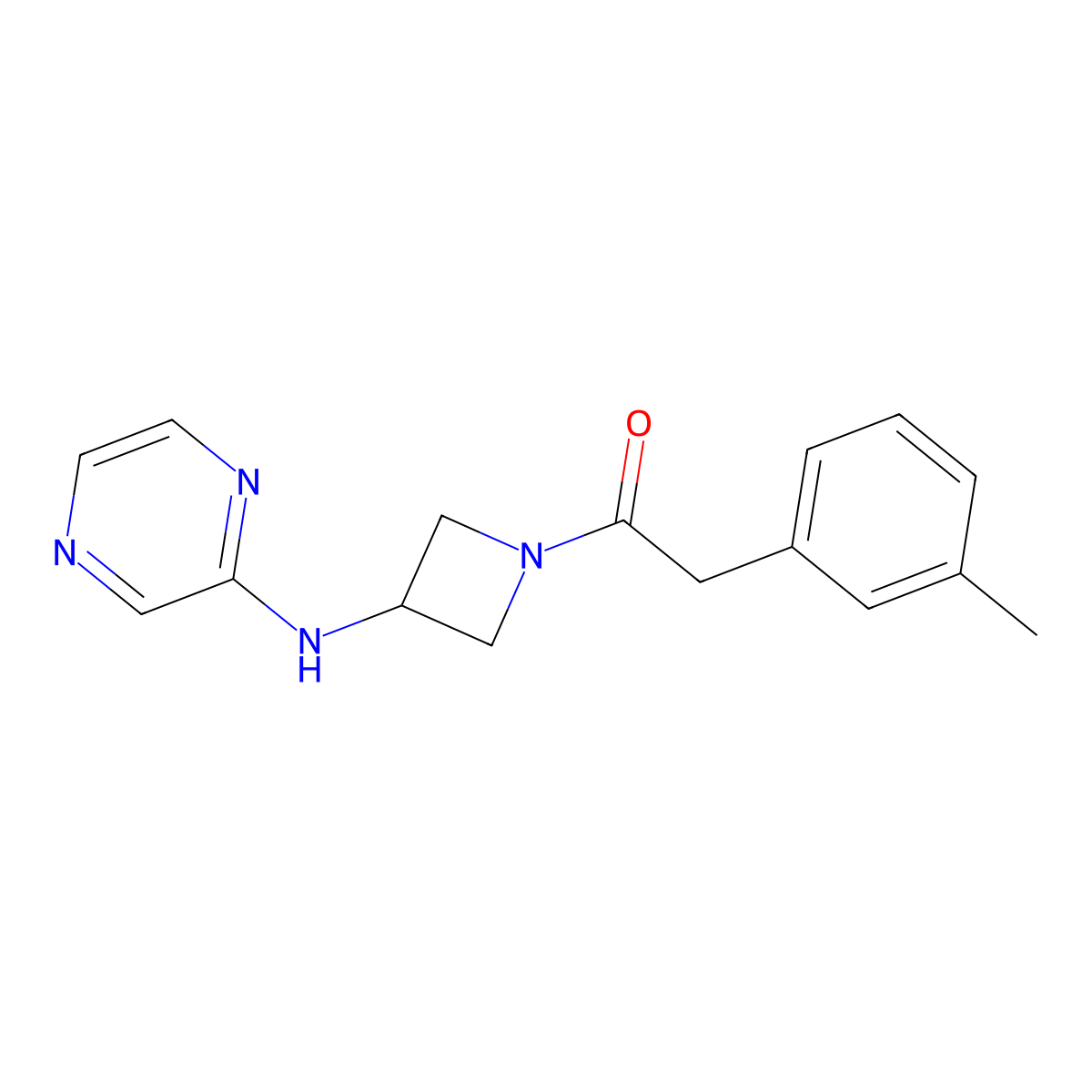 2-(3-Methylphenyl)-1-{3-[(pyrazin-2-yl)amino]azetidin-1-yl}ethan-1-one molecular structure, CAS 2191212-83-4