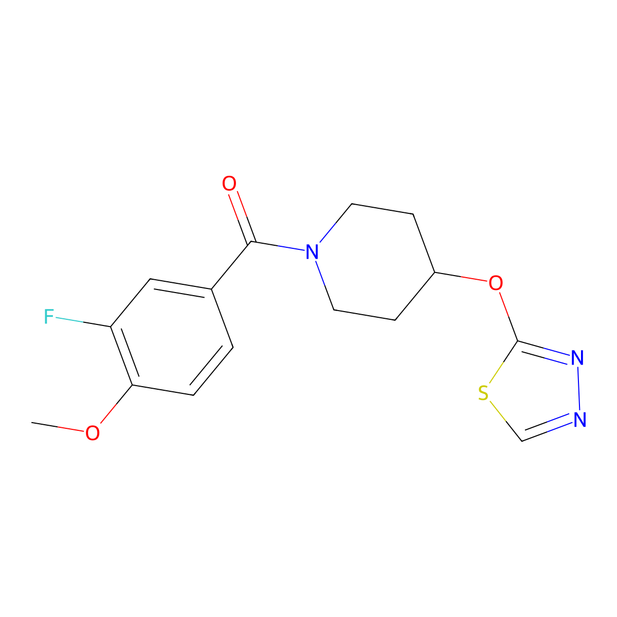 1-(3-Fluoro-4-methoxybenzoyl)-4-(1,3,4-thiadiazol-2-yloxy)piperidine molecular structure, CAS 2191212-88-9